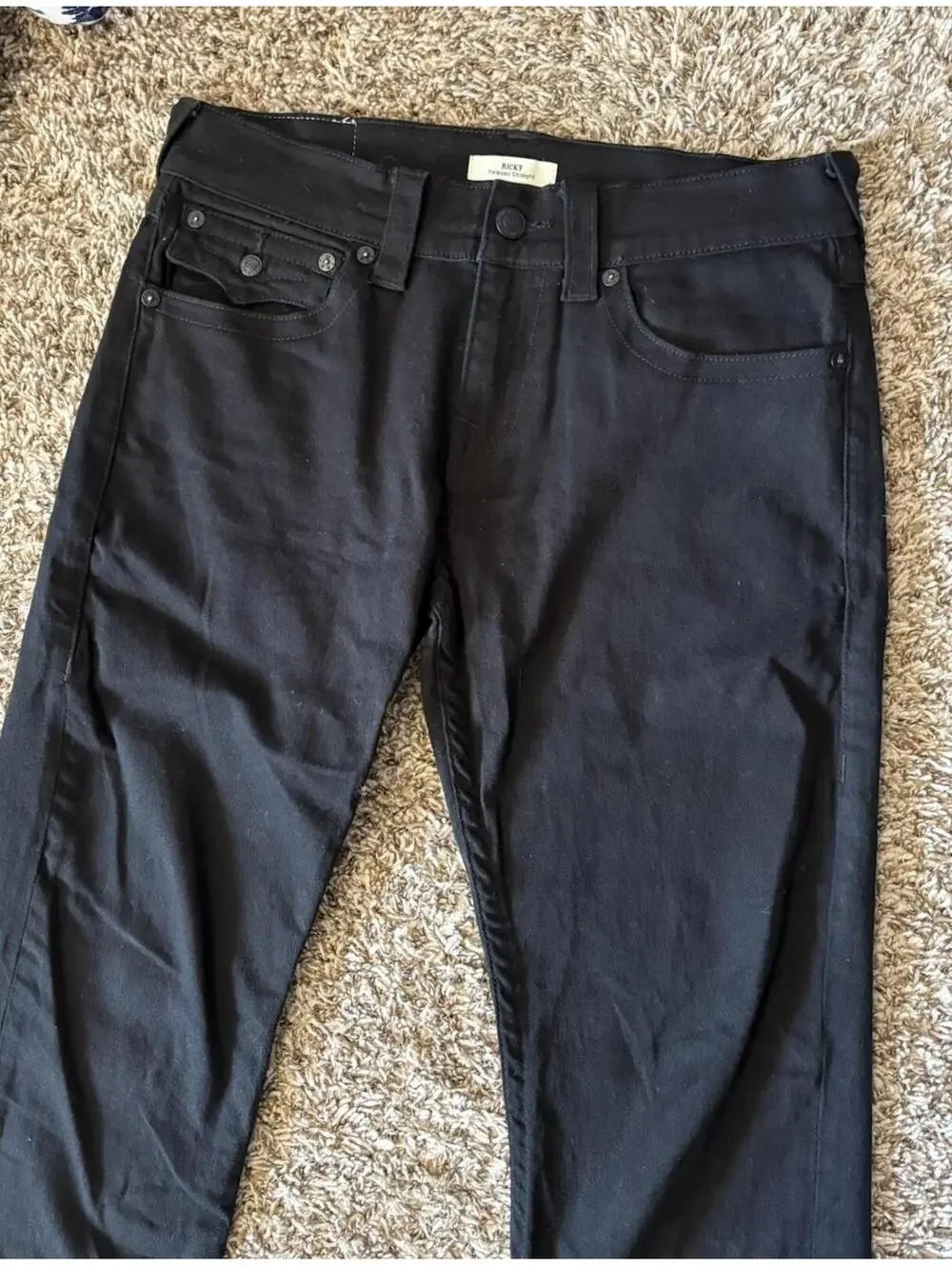 True Religion Ricky SN Flap Relaxed Straight Jeans Men’s Size 30x32 Black Denim